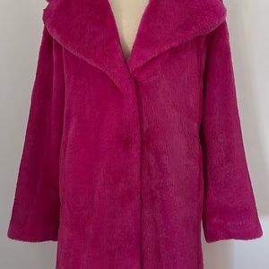 AVEC LES FILLES 3/4 Length FAUX FUR COAT in Rasberry, XS, Flawless!